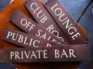 Lounge, Club Room, Off Sales, Public Bar, Private Bar. One of each available.